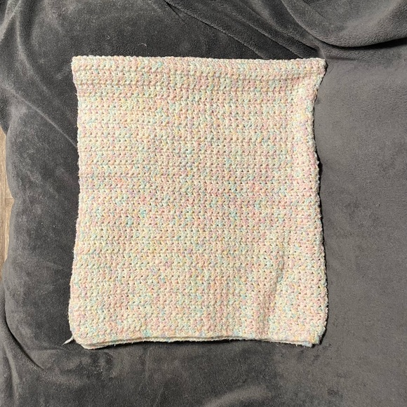 Handmade Other - Beautiful Handmade Muliticolored Pastel With Silver Crocheted Baby Blanket.